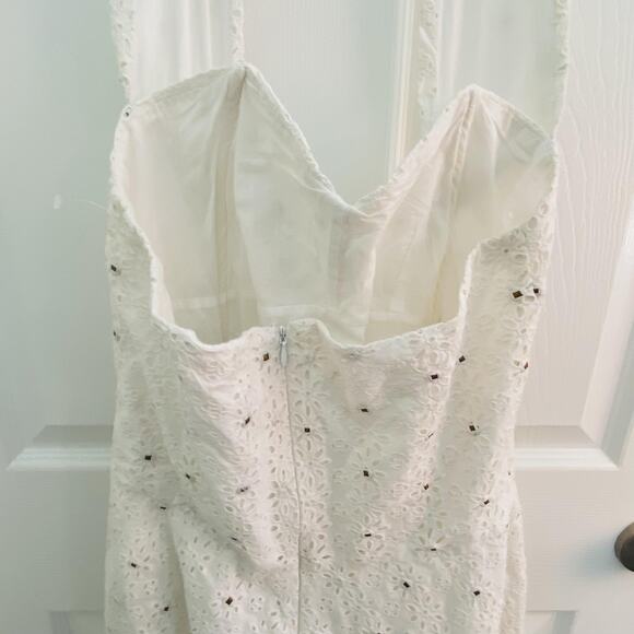 Diane von Furstenberg DVF Dress Womens 10 White Rive Halter Eyelet Lace Y2k - Picture 7 of 10